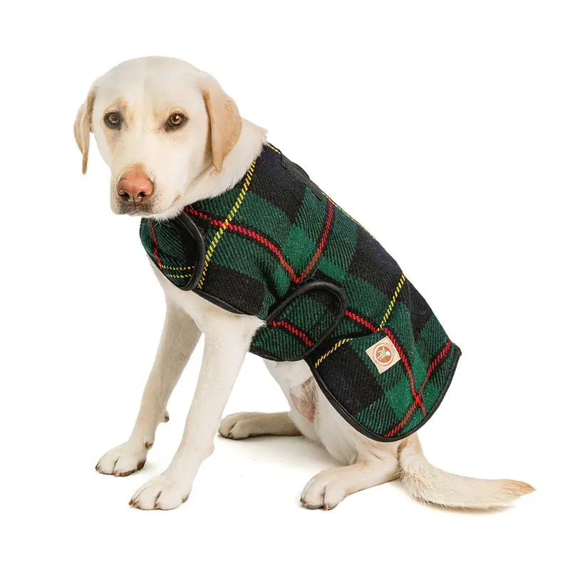Navy Tartan Plaid Blanket Dog Coat