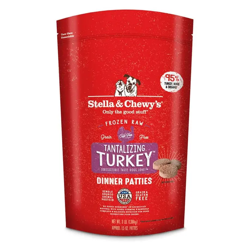 Stella & Chewy's Tantalizing Turkey Frozen Raw Dinner Patties Dog Food 6lb
