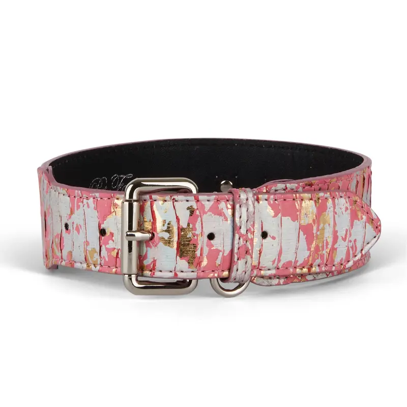 Iridescent Art Deco Pink/Gold/Silver Custom Snake Classic Collar