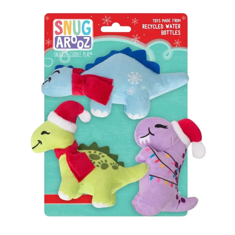 Snugarooz Christmas Dinos Dog Toys 3 Pack