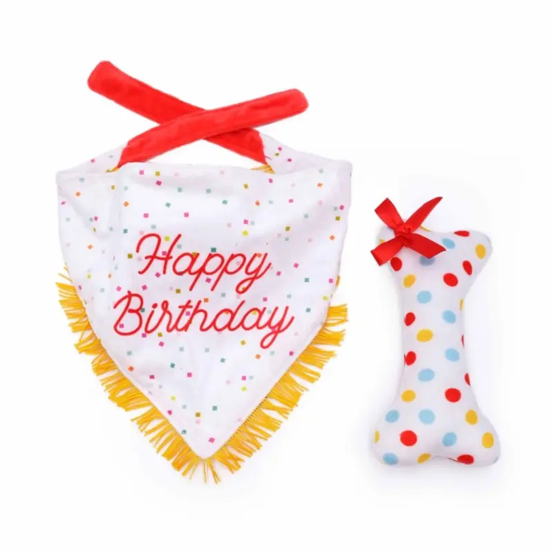 Zippy Paws Birthday Bandana and Bone 2-Pack