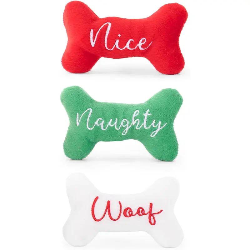 ZippyPaws Holiday Miniz Naughty and Nice Bones 3 pk
