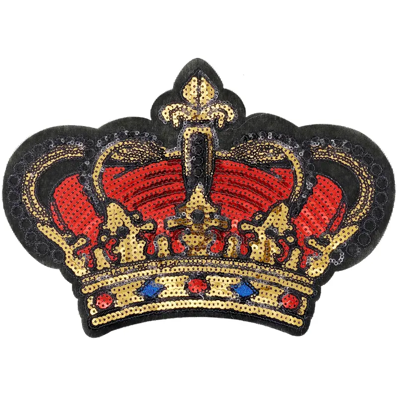 Extra Large Red and Black Sequin Crown - Patch