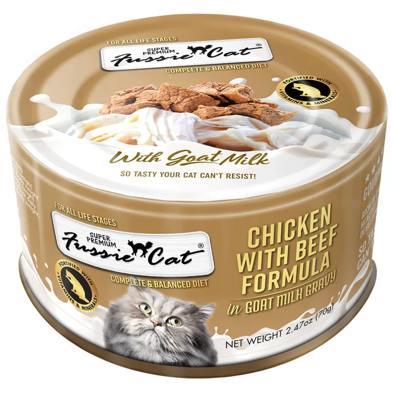 Fussie Cat Chicken & Beef In Goat Milk Cat Can (2.47oz)