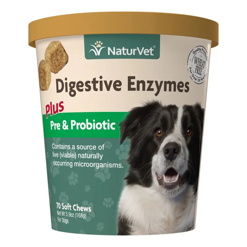 Naturvet Digestive Enzymes 70 Soft Chews with Prebiotics & Probiotics