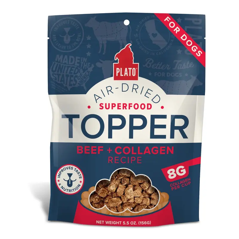 Plato Air-Dried Beef & Collagen Food Topper for Dogs (5.5oz)