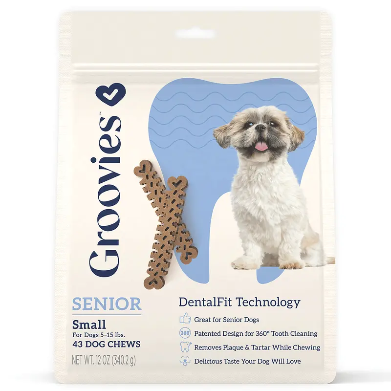 Groovies Senior Dog Dental Chews 12oz Small 43ct