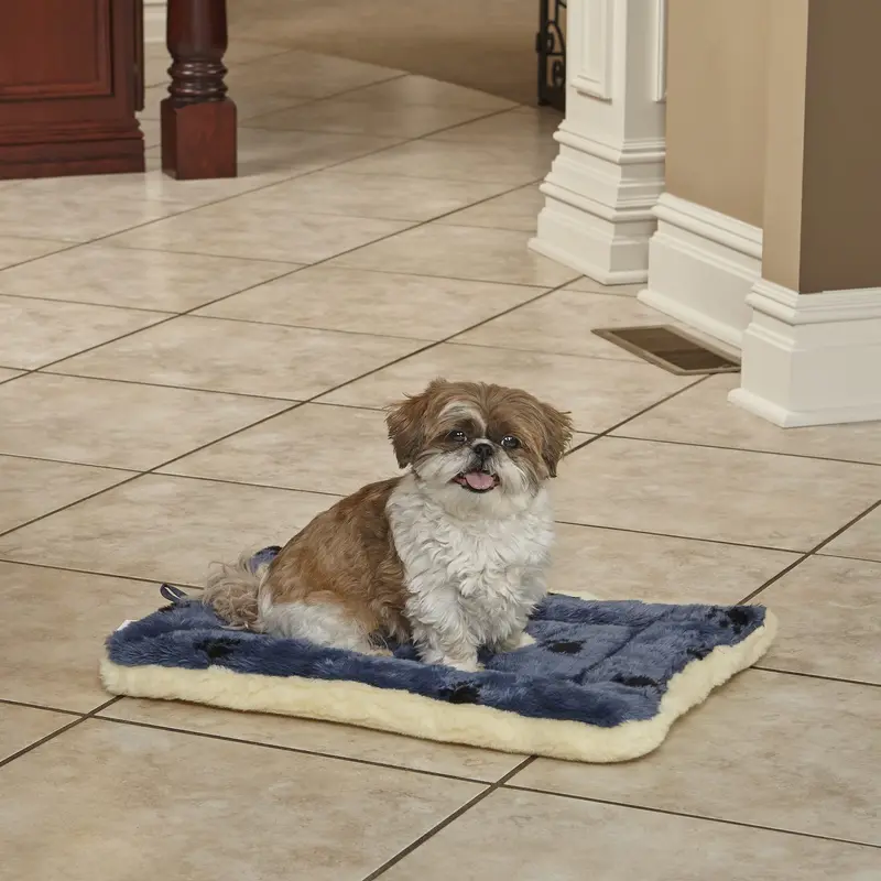 Midwest Fleece Blue Paw Print Reversible Dog and Cat Bed 22