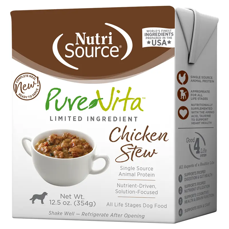 Pure Vita Wet Dog Food 12.5oz Grain Free Chicken Stew