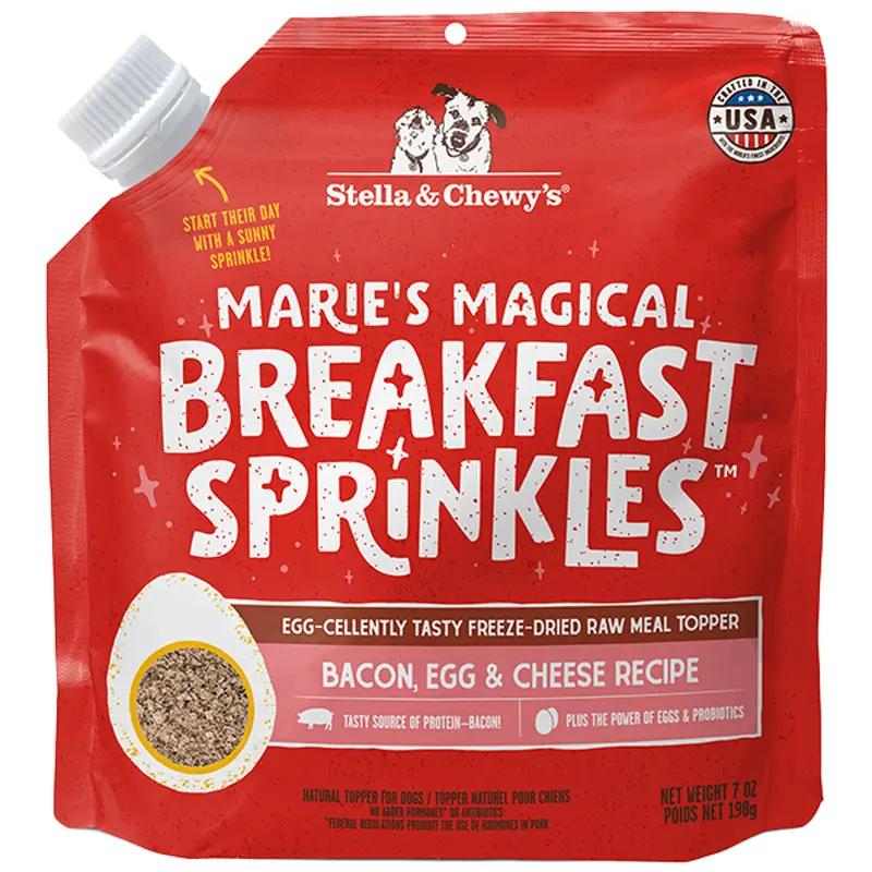 Stella&Chewys Dog Freeze Dried Dog Food Breakfast Sprinkles Bacon Egg & Cheese 7oz