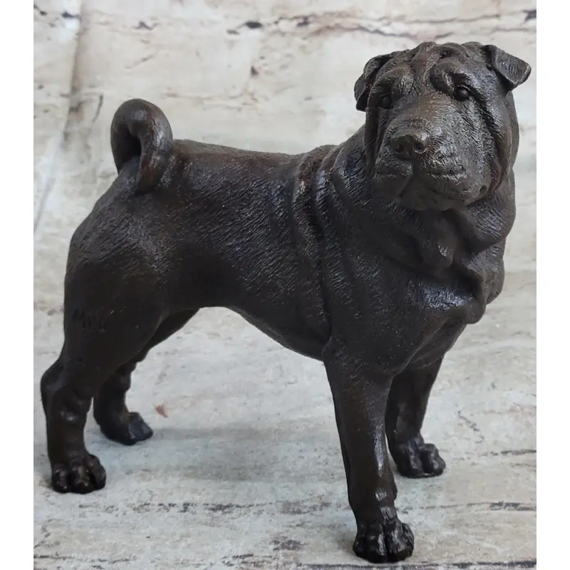 Hot Cast Bronze Shar Pei Dog Sculpture Statue Figurine Original Art