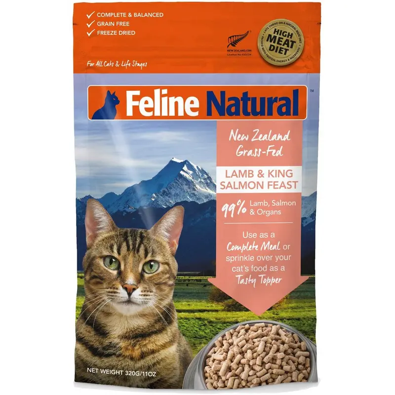 Feline Natural Freeze Dried Cat Food - Lamb & King Salmon - 11oz Bag