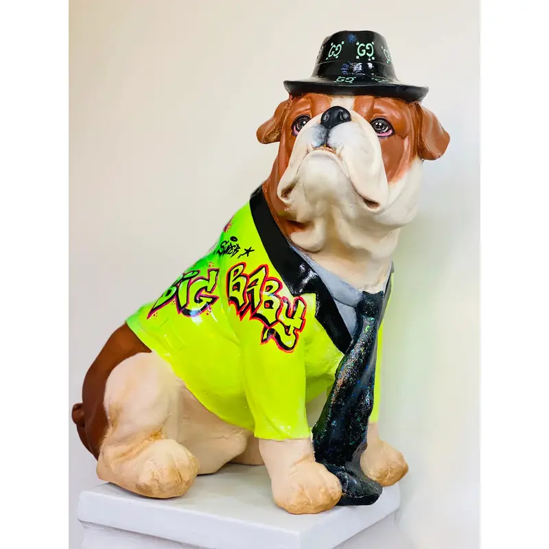 Bulldog with luxury Hat Statue