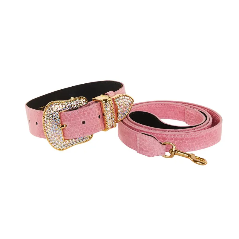 Soft Pink Snake/Gold Swarovski Crystal Hardware