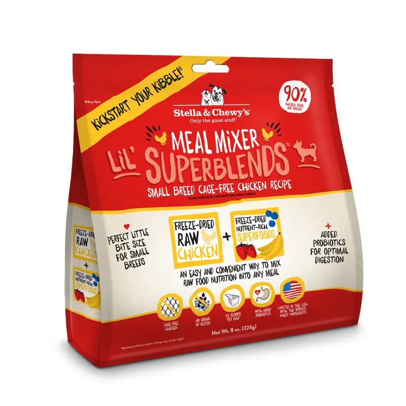 Stella & Chewy's Meal Mixer Lil' SuperBlends Small Breed Grain Free Chicken Recipe Freeze Dried Raw Dog Food Topper