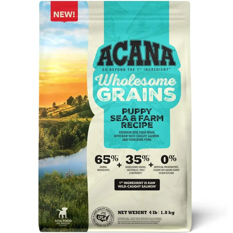 Acana Wholesome Grains Puppy Dry Dog Food - Sea & Farm - Salmon & Pork - 22.5lb Bag