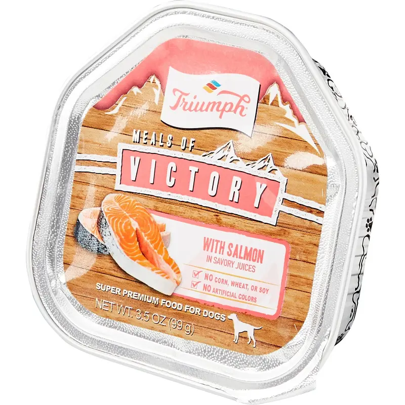 Triumph Meals Of Victory Salmon In Savory Juices Recipe Super Premium Wet Dog Food Cup; 3.5- Oz Single Serve Tray