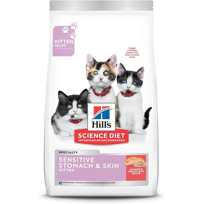 Hill's Science Diet Kitten Sensitive Stomach & Skin Salmon & Brown Rice Recipe Dry Cat Food - 3.5 Lb