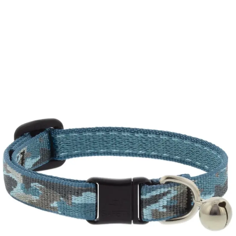 Lupine Pet Cat Collar 1/2in Wide 8-12in Breakaway Collar with Bell Sand Shark