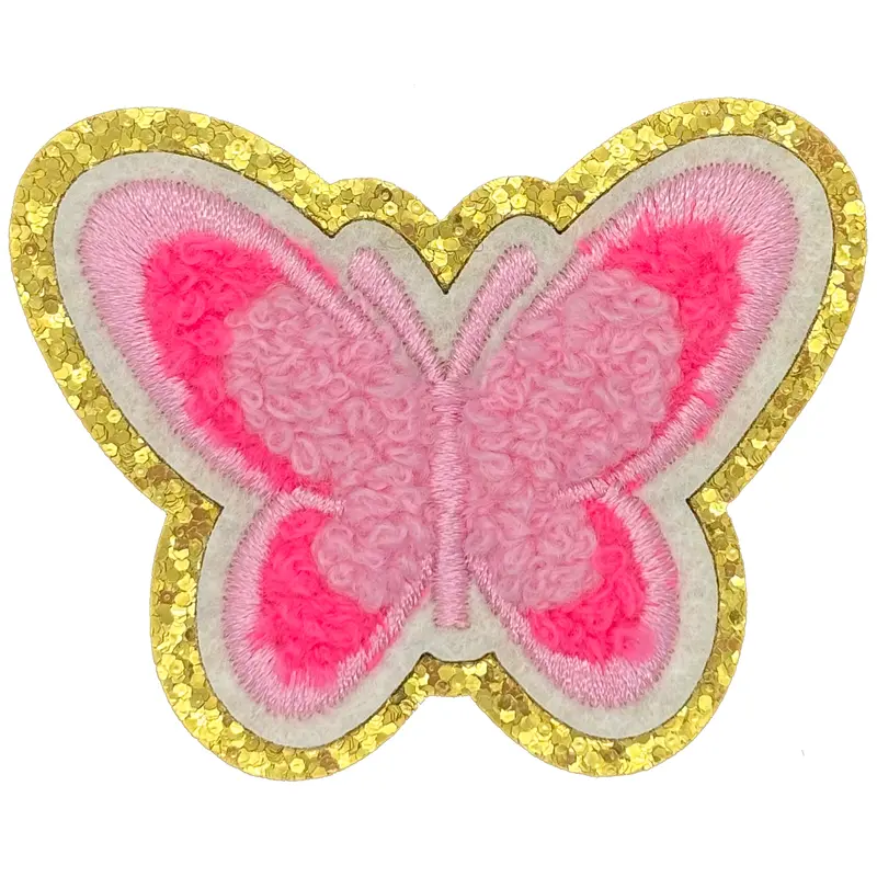 Pink Chenille Butterfly - Patch