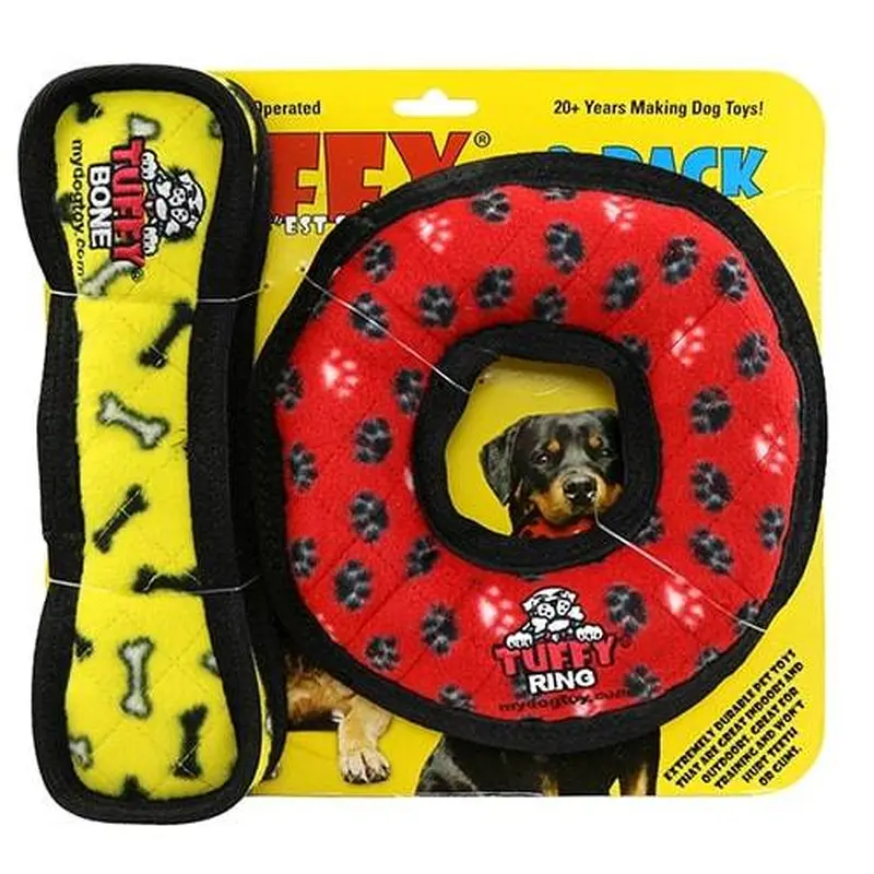 tuffy Medium Red Ring & Yellow Bone 2 Pack