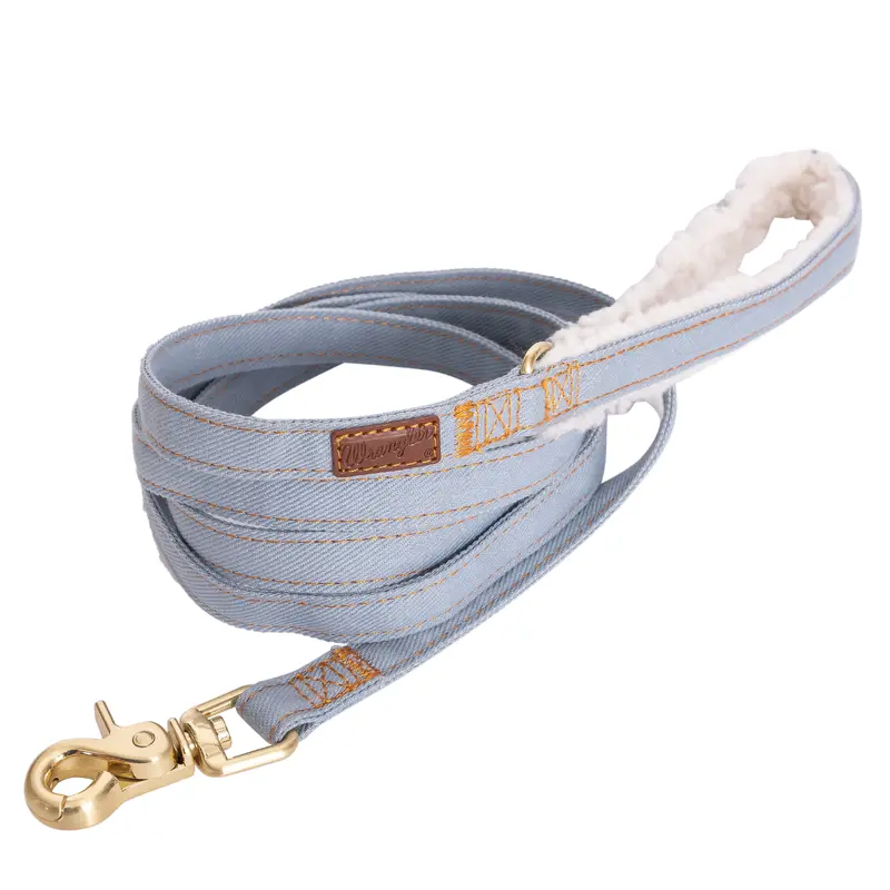 Wrangler Denim and Sherpa Dog Lead  Light Wash