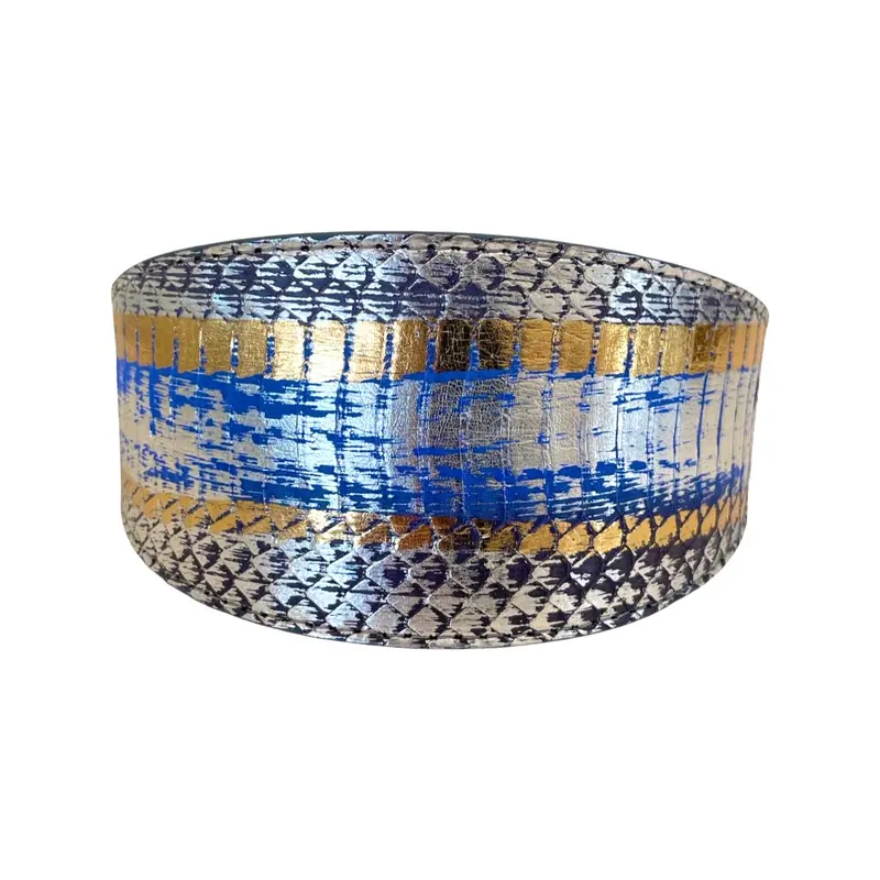 Stunning Multi-Color Blue/Silver/Gold Snake 3 Wide Style Collar