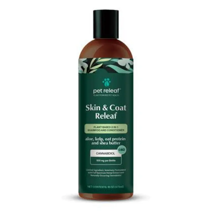 Pet Releaf CBD Dog Grooming Shampoo Skin Coat 2 In 1 Shampoo Conditiner 16 oz