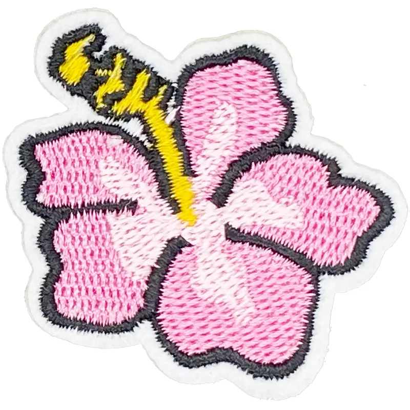 Pink Hibiscus Black outline - Patch