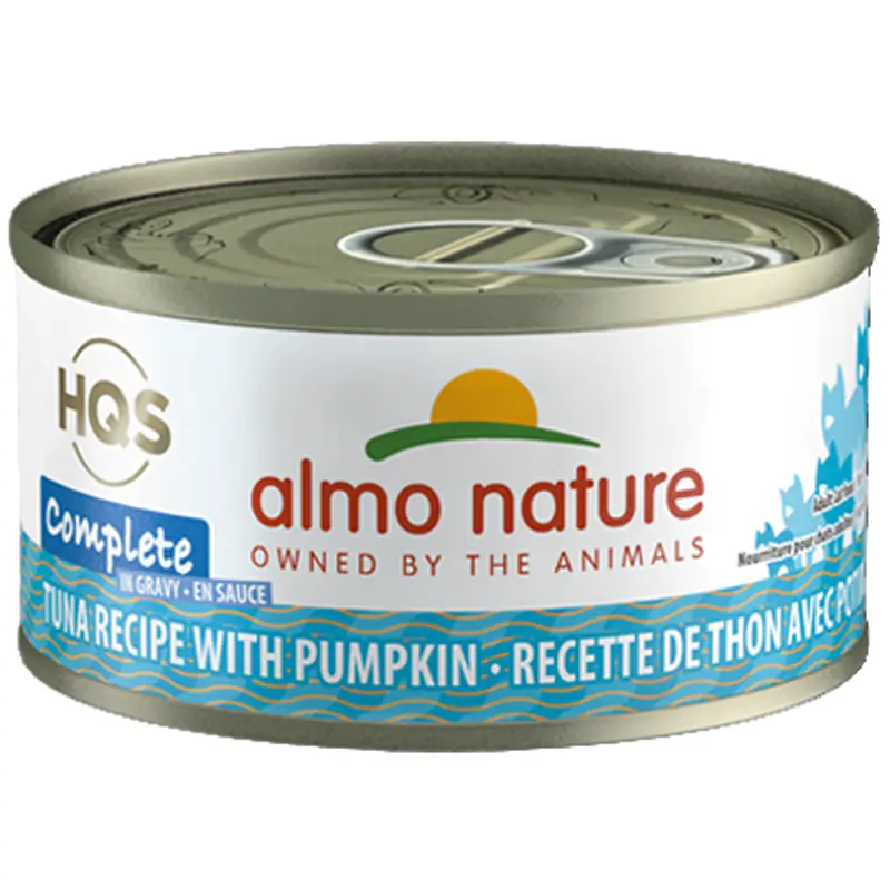 Almo Nature HQS Complete Tuna Recipe With Pumpkin In Gravy Canned Cat Food: 2.47- Oz Cans, Case of 24