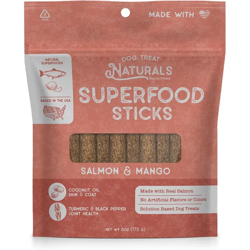 Dog Treat Superfood Sticks, Salmon & Mango Dog Treats (10oz)
