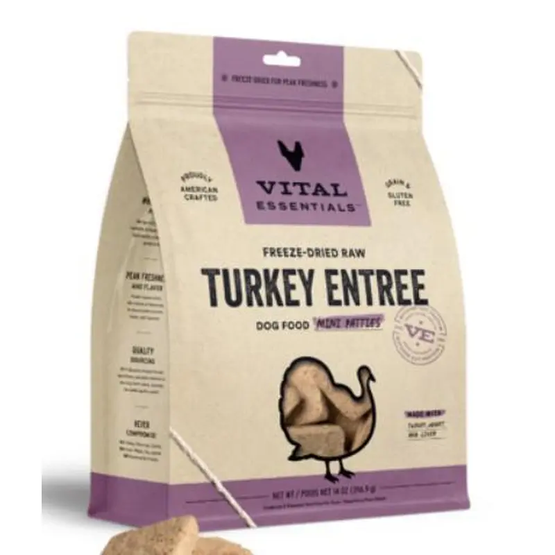 Vital Essentials Dog Food FD Mini Patties Turkey 14 oz
