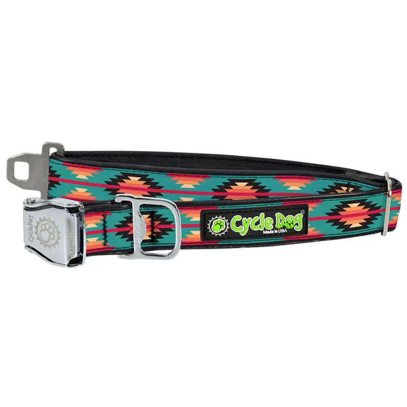 Cycle Dog Teal & Fuchsia Campfire Blanket Medium Dog Collar