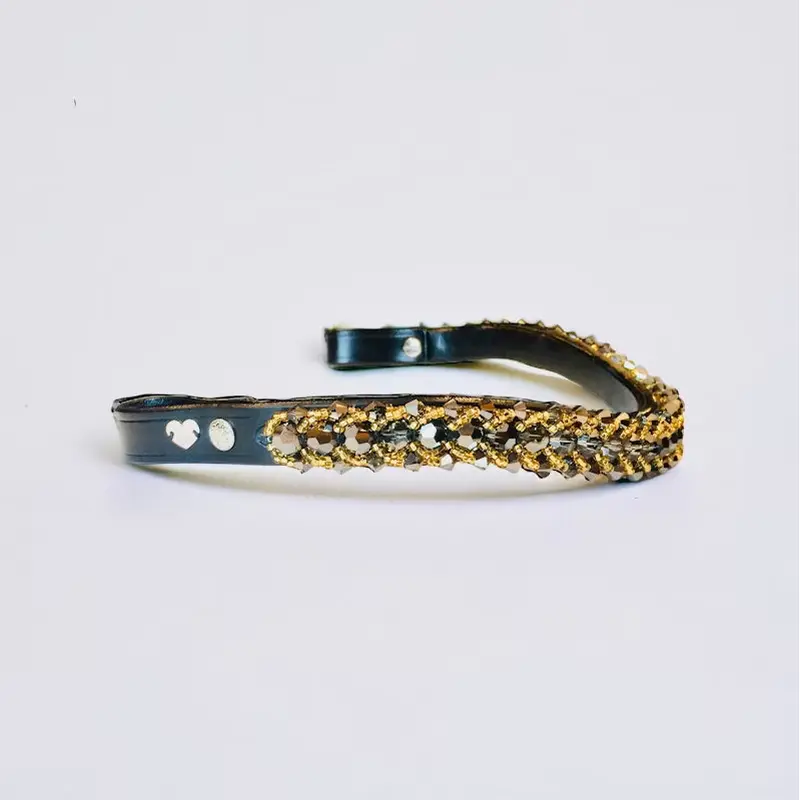 Passion Browband #1  Silver Night Beads with Golden Seed Beads