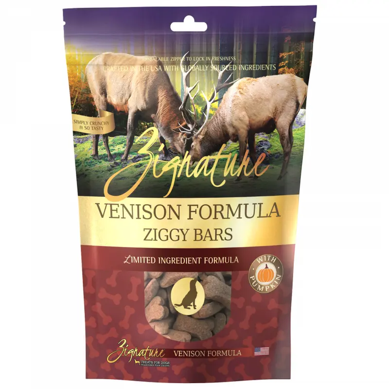 Zignature Zssential Ziggy Bars Venison Formula Dog Treats