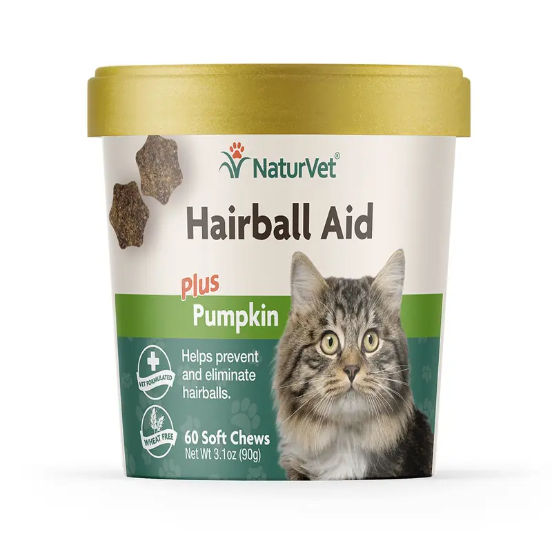 NaturVet Hairball Aid Supplement Plus Pumpkins (60 Soft Chews)