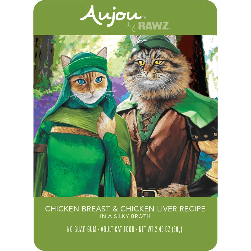 Rawz Aujou 2.5oz Cat Food Pouch Chicken Breast and Liver