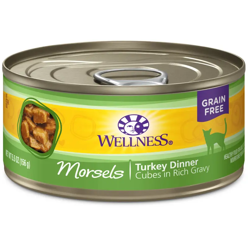 Wellness Complete Health Natural Grain Free Wet Canned Cat Food Cubed Turkey Entree 5.5oz Can