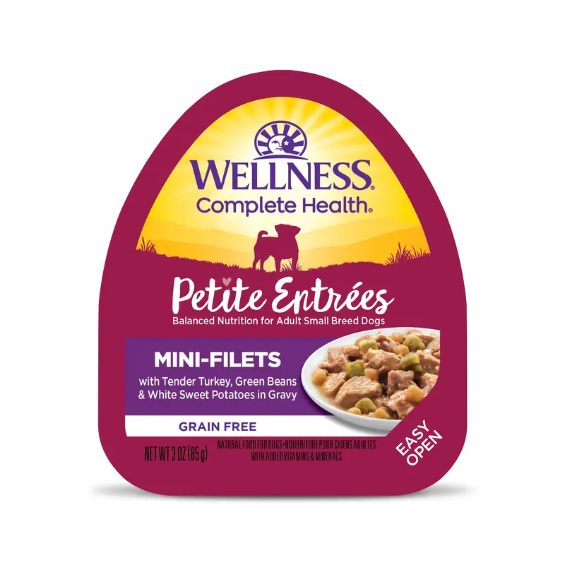 Wellness Petite Entres Mini-Filets With Tender Turkey Green Beans & White Sweet Potatoes in Gravy 3oz Cup